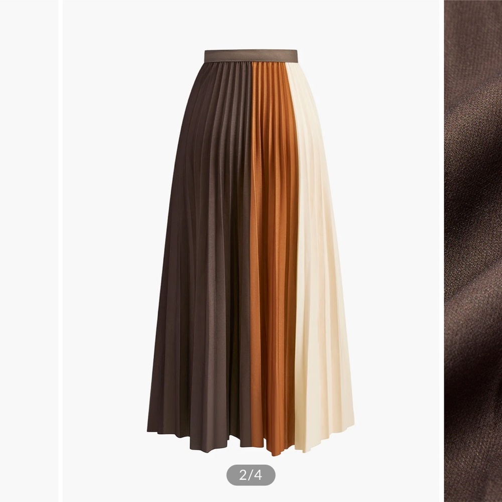 Colorblock Pleated Midi Skirt - Picture 3 of 5